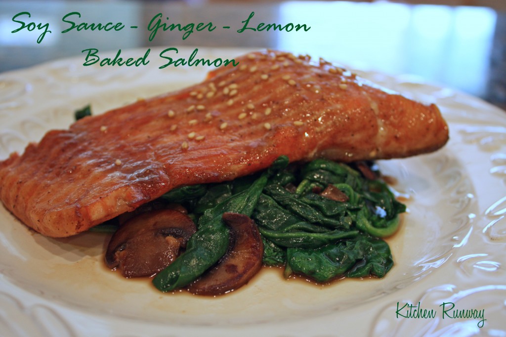 baked salmon soy sauce ginger lemon