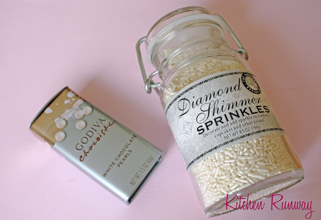 shimmer sprinkles & godiva white chocolate pearls